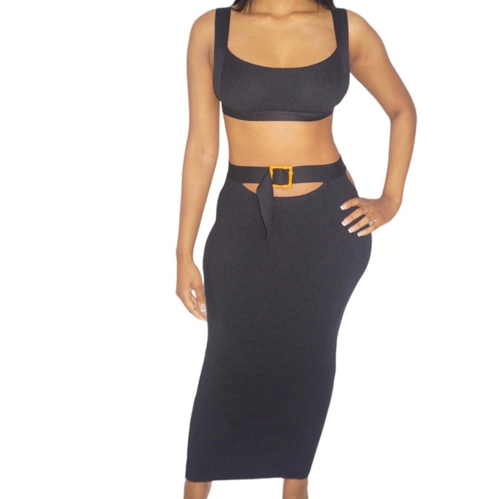 Black Two Piece Skirt Set